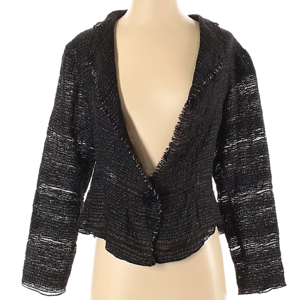 Vintage Y2K Lagenlook Brigitte NYC Gray Loose Fit Woven Wool Blend Blazer